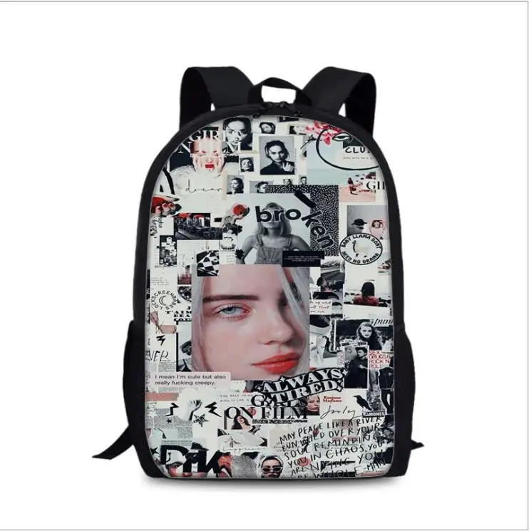 Billie eilish рюкзак Мужская/женская школьная сумка, Студенческая сумка, мужская сумка для ноутбука, новая модная сумка для книг, вместительный рюкзак для путешествий - Цвет: as pictures
