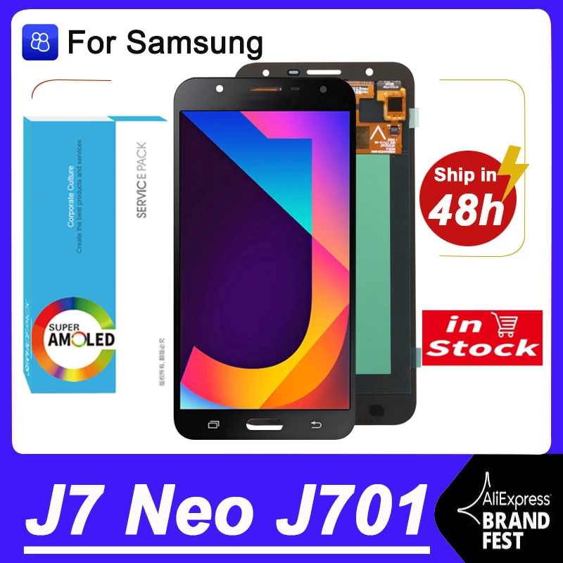 100% Original AMOLED 5.5'' Display For Samsung Galaxy J7 Neo J701 J701F J701M Core LCD Touch Screen Digitizer Repair Parts |