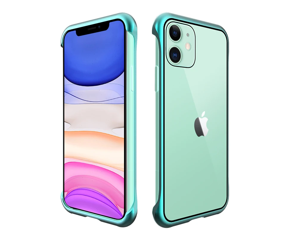 Ультра тонкий противоударный чехол для телефона для Apple iPhone 11/Pro/Max Роскошный Алюминиевый металлический и устойчивый к царапинам 9H чехол из закаленного стекла