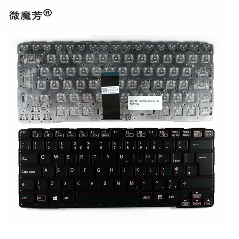 

UK Layout Keyboard For Sony Vaio SVE14A SVE14A1V1EB SVE14A1S6RP SVE14A1S6RW SVE14A1V1EP QWERTY laptop black