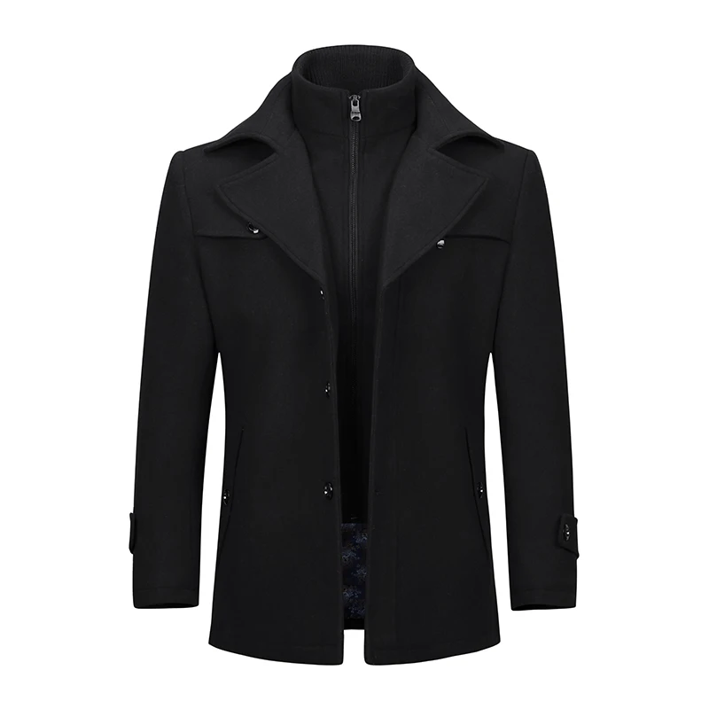 YOUTHUP Winter Men's Double Collar Coat Casual Coat Single Breasted Thick Coats Overcoats Topcoat Mens Streetwear 4 Colors YOUTHUP Winter Men's Double Collar Coat Casual Coat Single Breasted Thick Coats Overcoats Topcoat Mens Streetwear 4 Colors
