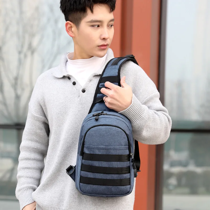 

2019 New Style Trend Canvas USB Chest Pack Smart Convenient Business Large Capacity Shoulder Oblique Bag