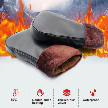 

12V Winter Electric Heated Motorcycle Handlebar Gloves Detachable Electric Heating Warm Gloves Motorbike Handle Bar Muff
