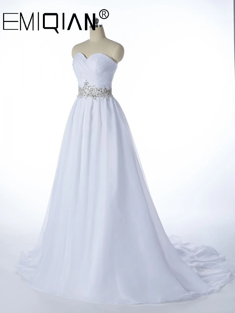 Белое платье Vestido De Noiva, новинка, дизайнерские свадебные платья трапециевидной формы, свадебное платье на шнуровке без бретелек