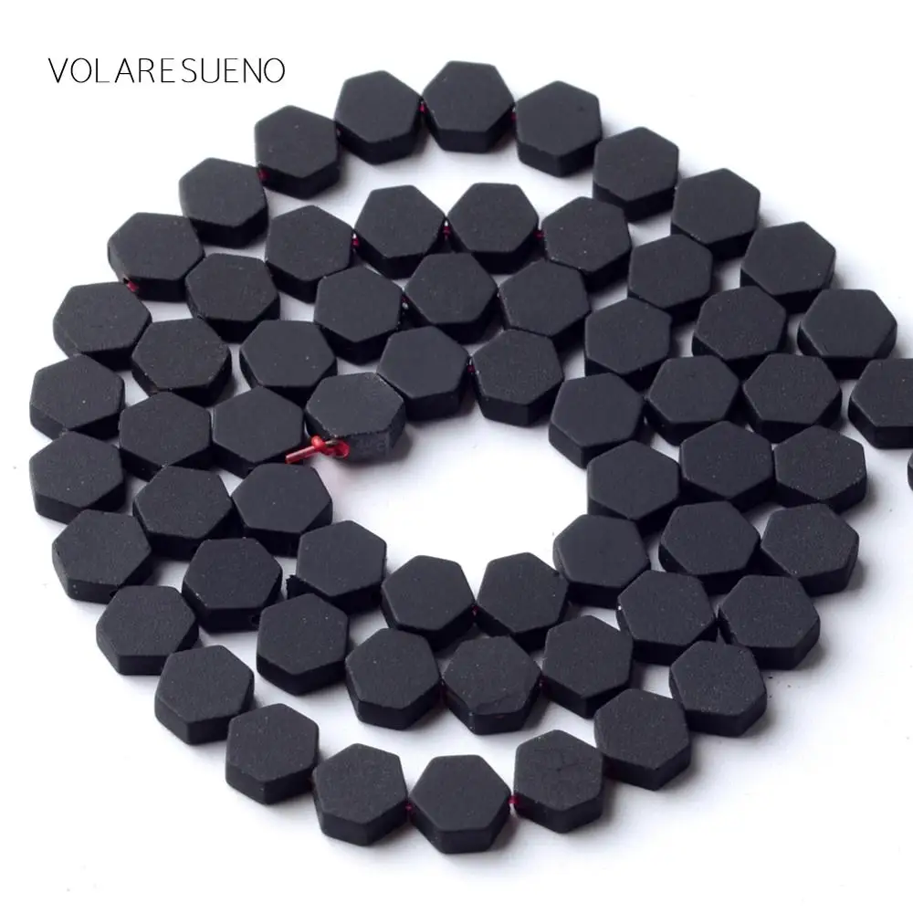 Natural Stone Black Hematite Matte Rubber Hexagon Beads For Jewelry Making 6mm Spacer Loose Diy Bracelet Strand 15&quot | Украшения и