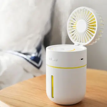 

2000mA Battery Fan with Air Humidifier 400ML USB Aroma Essential Oil Diffuser 7 Color Night Light Portable Table Fans