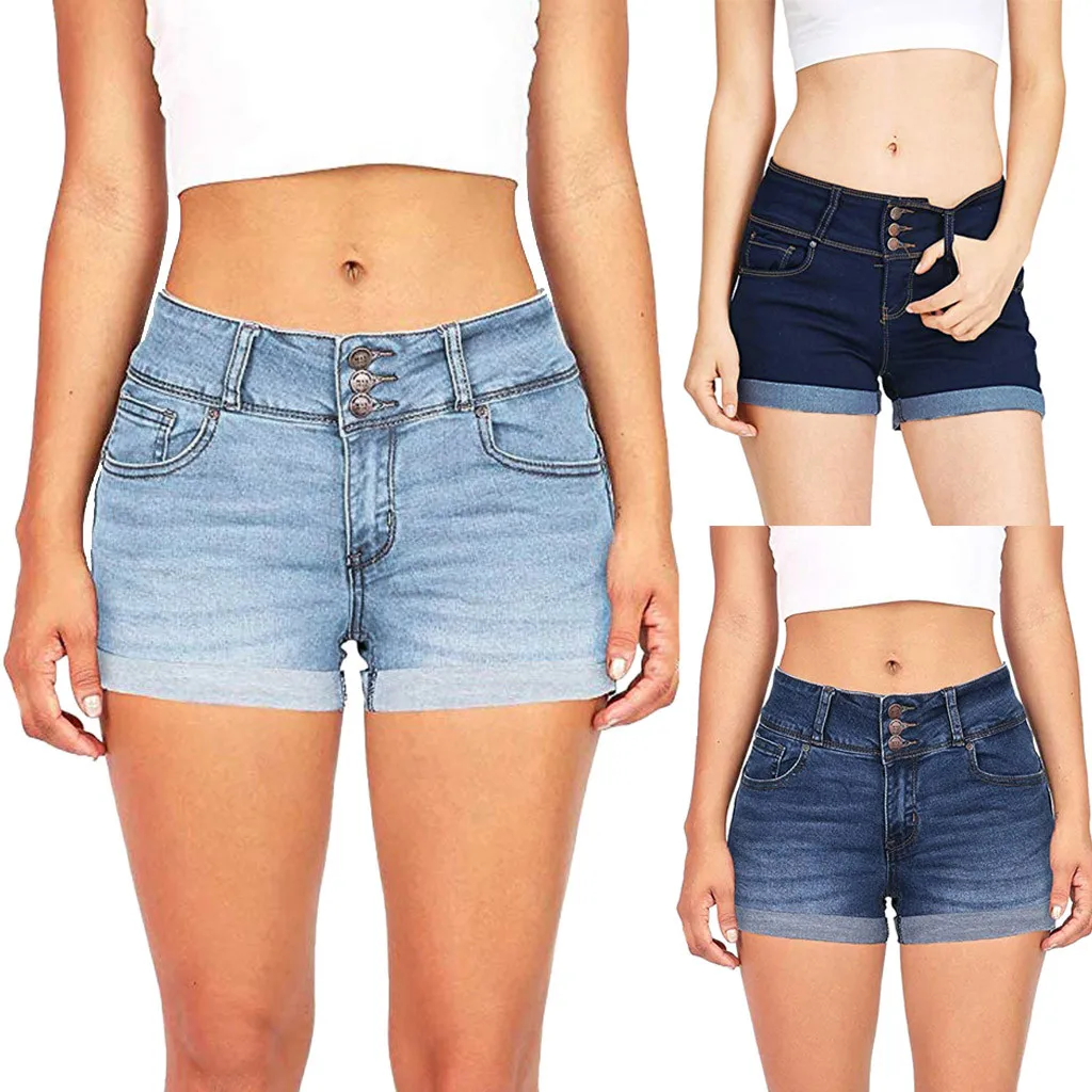 

Woman's Jeans Woman Feminina High Waist Jeans Ripped Jeans for Women Waisted Washed Solid Short Mini Jeans Denim Pants Short #50