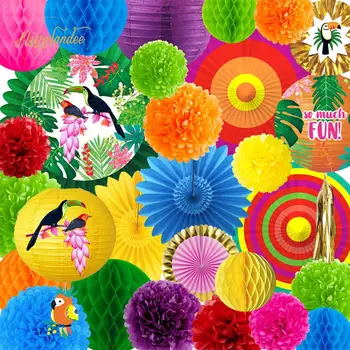 

NICROLANDEE 30 pcs/set Tropical Parrot Theme Party Decoration Kit Aloha Luau Hawaiian Beach Decor Baby Shower Birthday 135