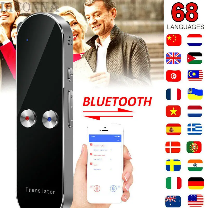 Smart Voice Translator Portable Two-Way Real Time 68 Language 2 in 1 Text Translation for Learning Travel Meeting