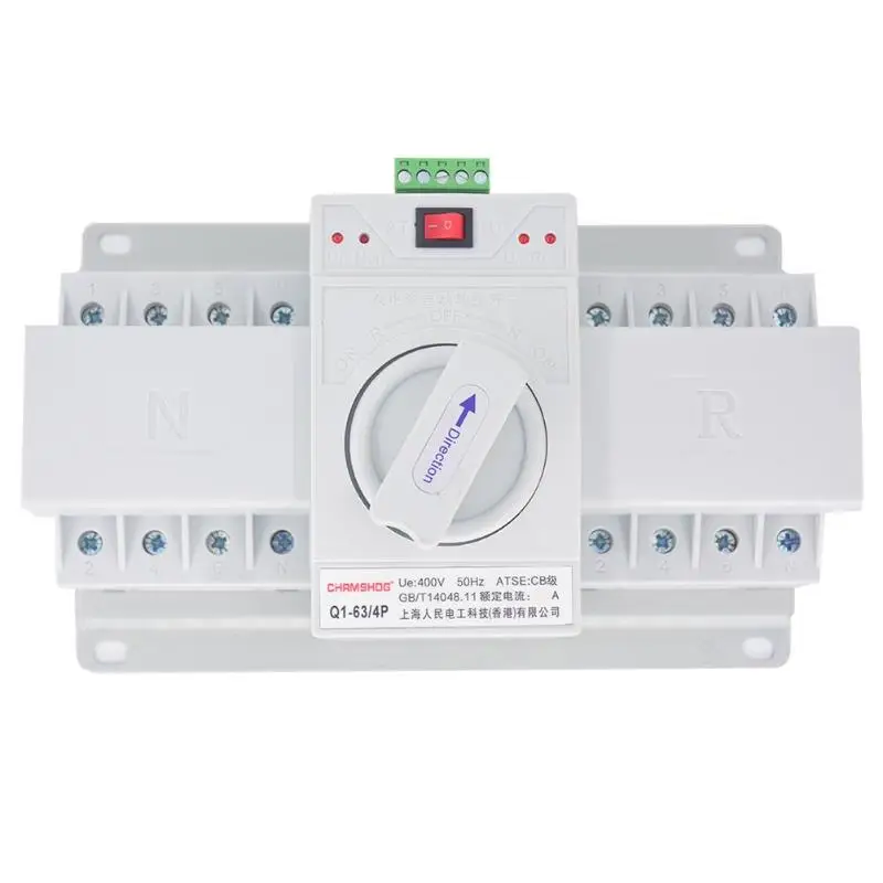 

2/4P 63A 230/380V Dual Power Switch Household Automatic Transfer Switch Micro Circuit Breaker Electrical Selector Equipment