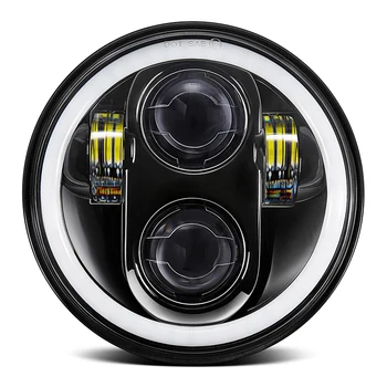 

5.75 5 3/4 Inch Sealed Beam Motorcycle Led Headlight with Angel Eye Ring for cafe racer harley touring davidsion accessories