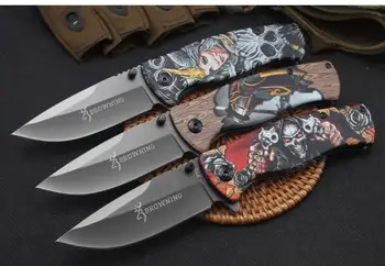 

Free Shipping Browning Titanium Folding Knives 440C blade 57HRC Wood Handle Tactical Camping Hunting Survival Military EDC Tool