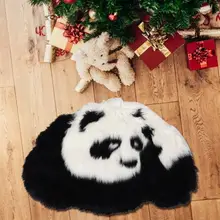 Sheepskin 80x54cm Cute Panda Shape Carpet Home Bedroom Fluffy Floor Mat Household Rug Soft Rug Floor Mat
