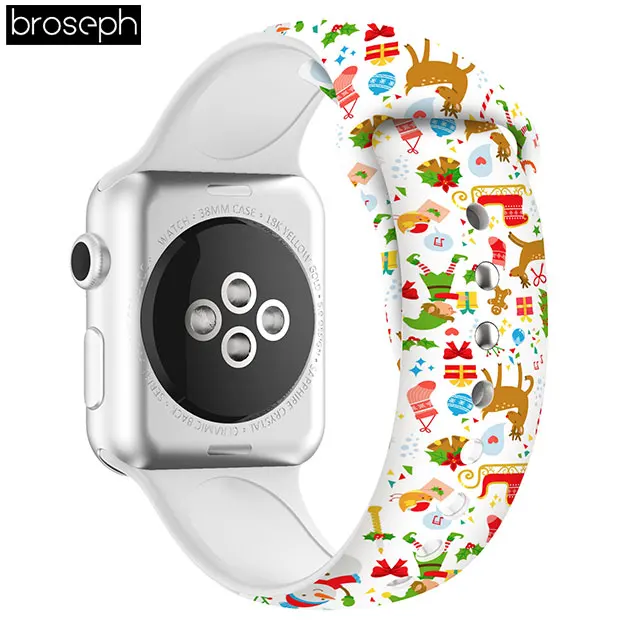I Рождественский ремешок для Apple Watch 5 ремешок 40 мм 44 мм 38 мм 42 мм браслет Мягкие силиконовые спортивные ремни для iwatch Ремешок Браслет - Цвет ремешка: I