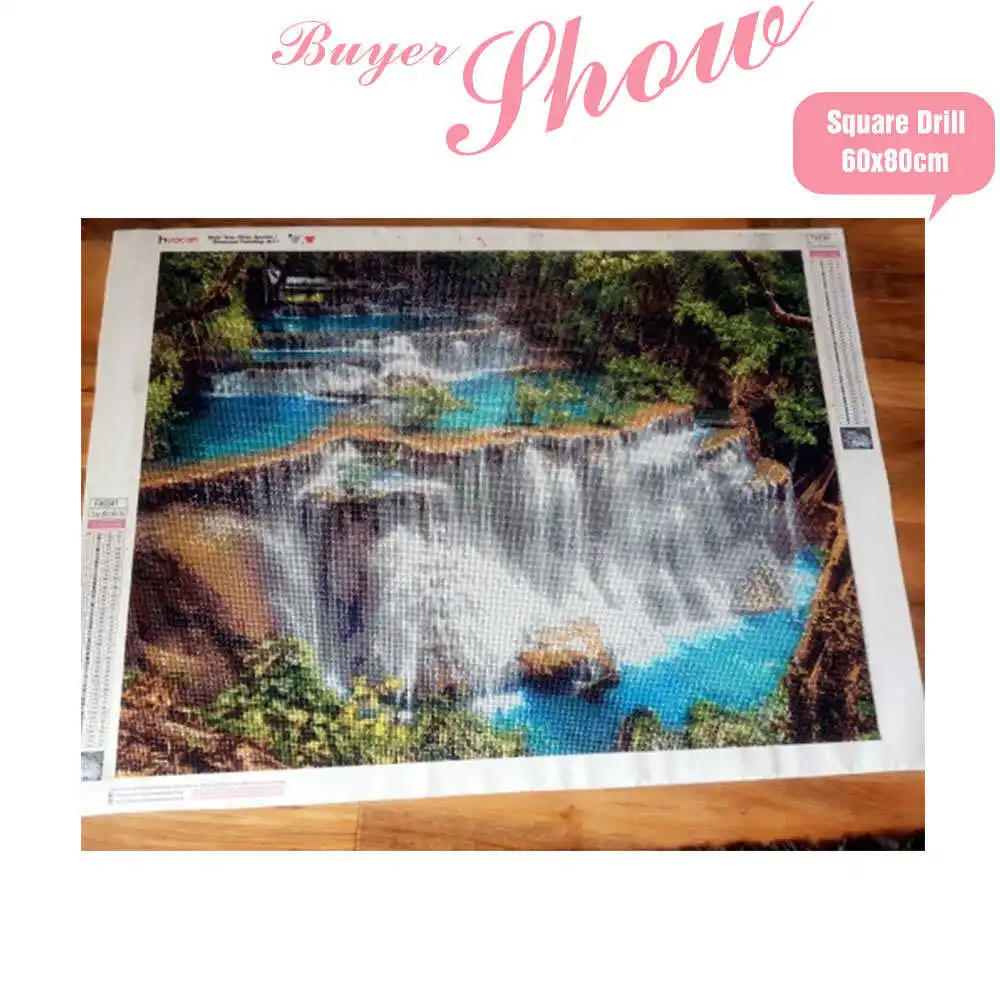 HUACAN Diamond Painting Waterfall Full Square Stones Home Decoration Landscape Diamond Embroidery Scenery Mosaic Beaded Picture