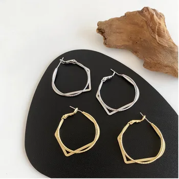 

2020 New Earring Geometric rhombus Metal For Women Earrings Simple Big Ear Ring Prevent allergy Pin Punk Exaggerated Jewelr