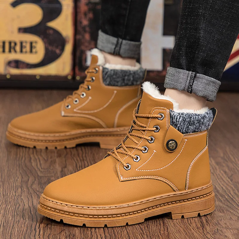 Winter Boots For Men Ankle Boots Casual Shoes Men Male Winter Shoes New Snow Boots Keep Warm With Fur Sneakers Men Footwear