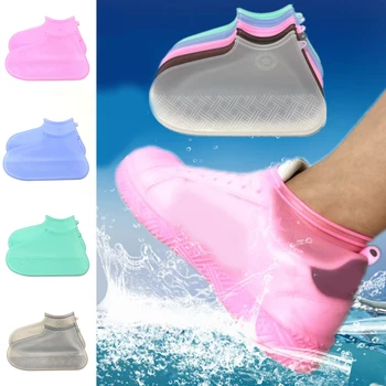 

New 1 Pair Reusable Shoes Cover Non-slip Waterproof Silicone Shoes Protectors Gray Blue Elastic Shoes Cover Shoes Accessories