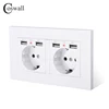 COSWALL Brand 2 Gang Russia Spain EU Standard Wall Socket With 4 USB Charge Port Hidden Soft LED Indicator PC Panel Black White ► Photo 2/6