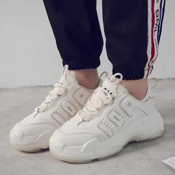 

CINESSD PU Chaussures Versatile Chunky Sneakers Women 2020 Spring Breathable Mesh Fashion Casual Shoes Women Sneakers Platform