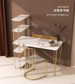 

Modern light luxury desk bookshelf combination desk with chair simple and minimalist customized computer desk