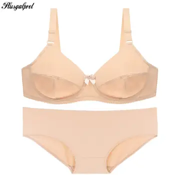 

PlusGalpret Women Lingerie Set Unlined Large Cup Bras With Ultrathin Seamless Panty DD E DDD F XL-6XL Comfort Soft Underwear