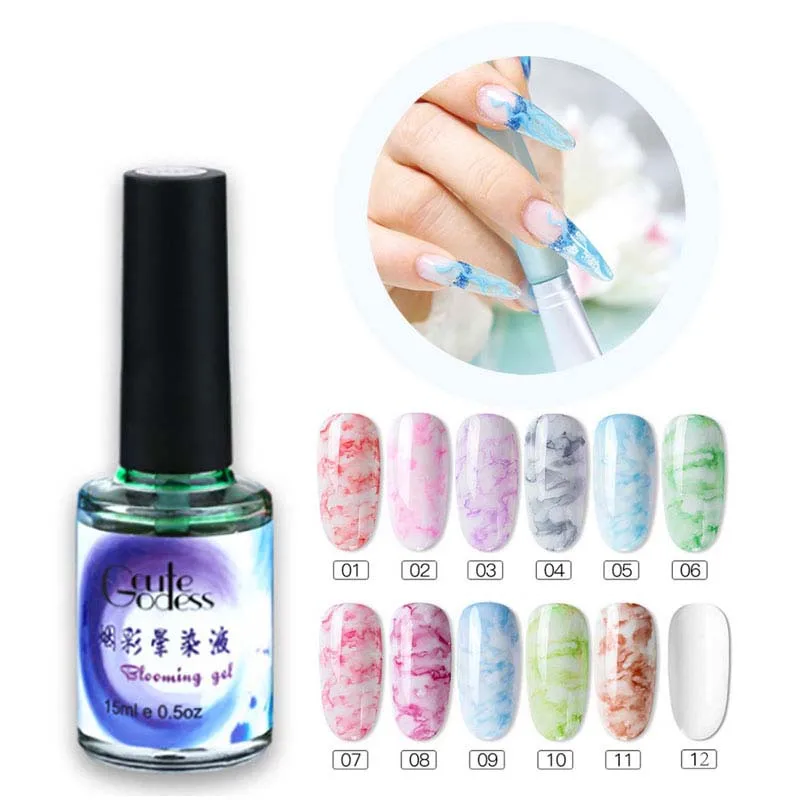 

15ML Watercolor Nail Polish Blooming DIY Nail Gel Smoke Effect Blooming Flower Pattern Gel Nails Polish UV Lacquer Nailspolish
