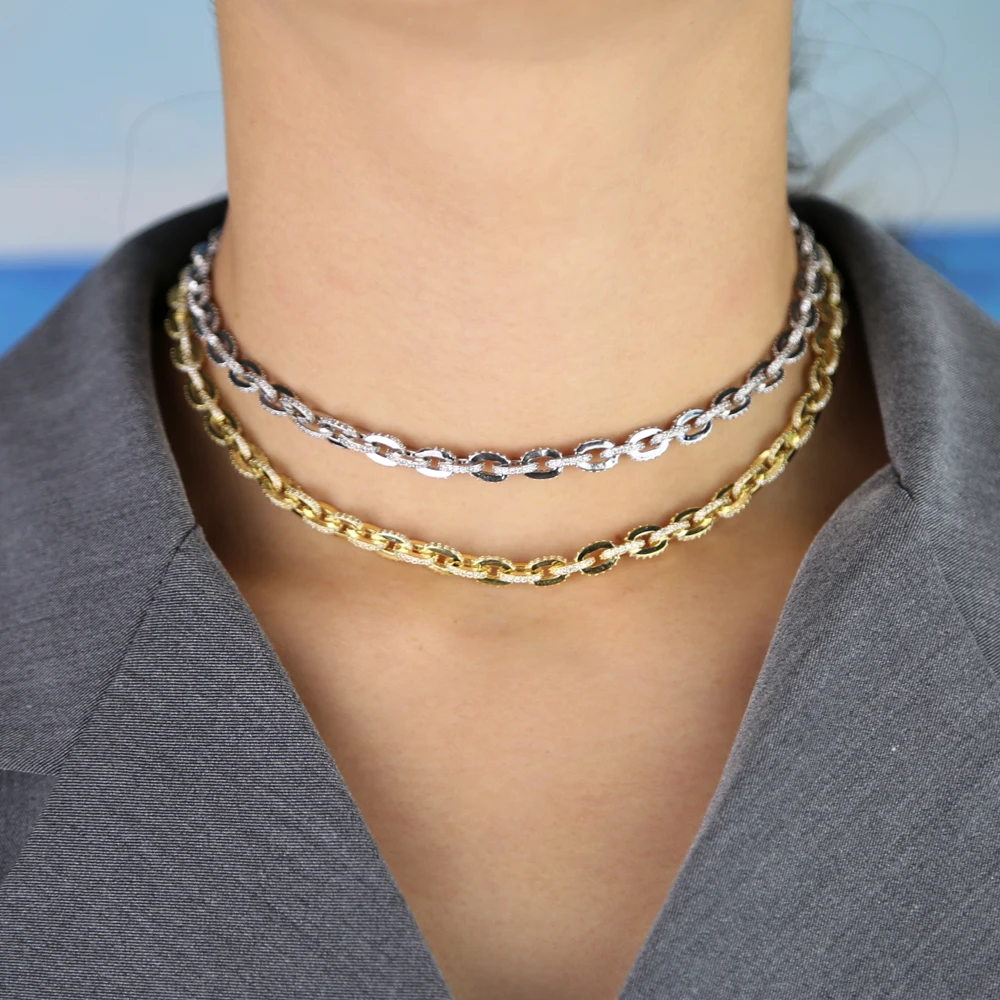 Новое поступление многослойное 32+ 10 см хип-хоп ожерелье звено цепи iced out bling micro pave cz для женщин Современный кабель цепи ожерелье