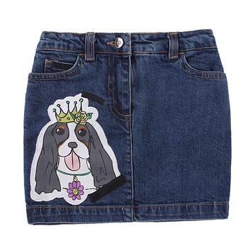 

High-end children's clothing children's spring and summer new girls skirts puppy print denim short skirt parent-child skirt