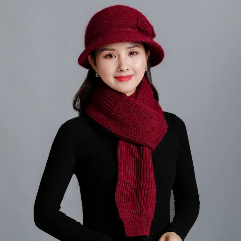 Зимняя шапка, шарф, новые женские модные меховые зимние шапки с кроликом, украшение для прически для женщин и взрослых