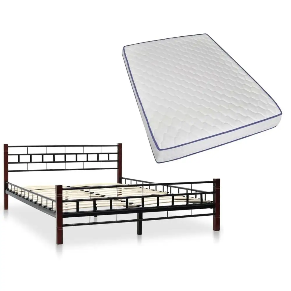 

Metal bed with Memory Foam Mattress 140x200cm Black