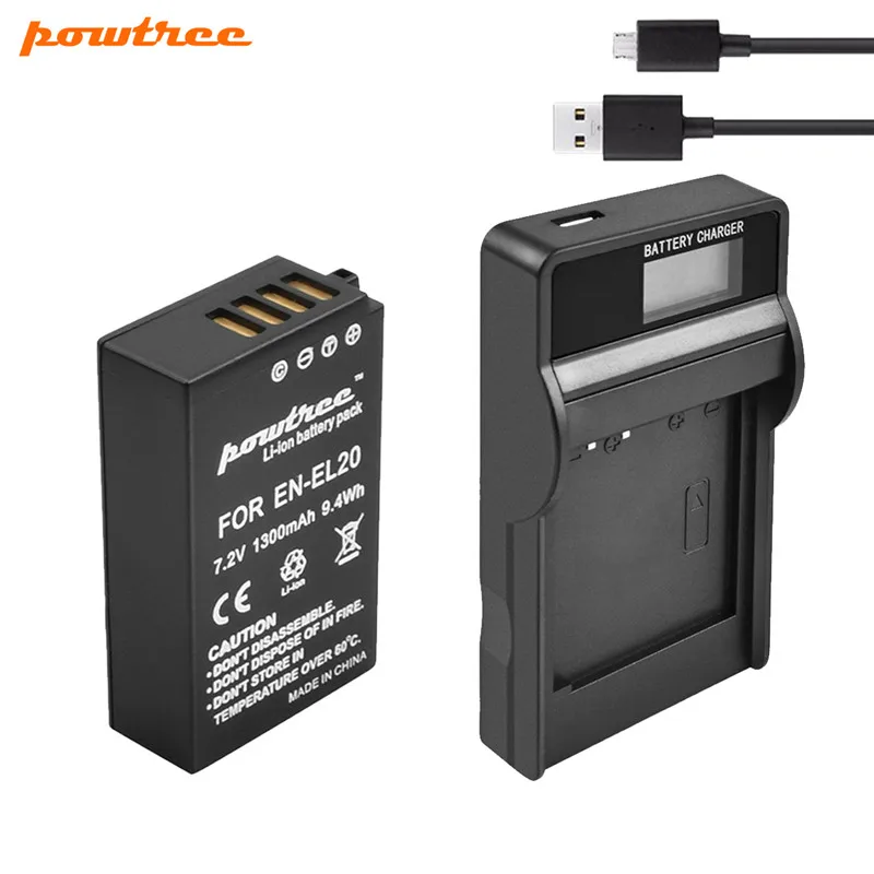 Powtree 7,2 V 1300mAh EN-EL20 EN EL20 батарея+ USB lcd зарядное устройство для Nikon 1 J1 J2 J3 S1 прямая камера L15