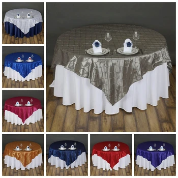 

New Design Pintuck Tablecloth Overlay Taffeta Table Cloth Over For Wedding Event Party Decoration