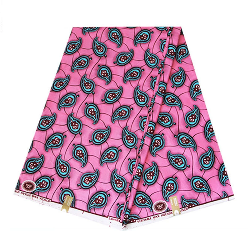 Pink African Printed Real Dutch Wax Fabric For Women Dress New Design Anakra Nigerian Veritable Real Wax Fabric 6Yards