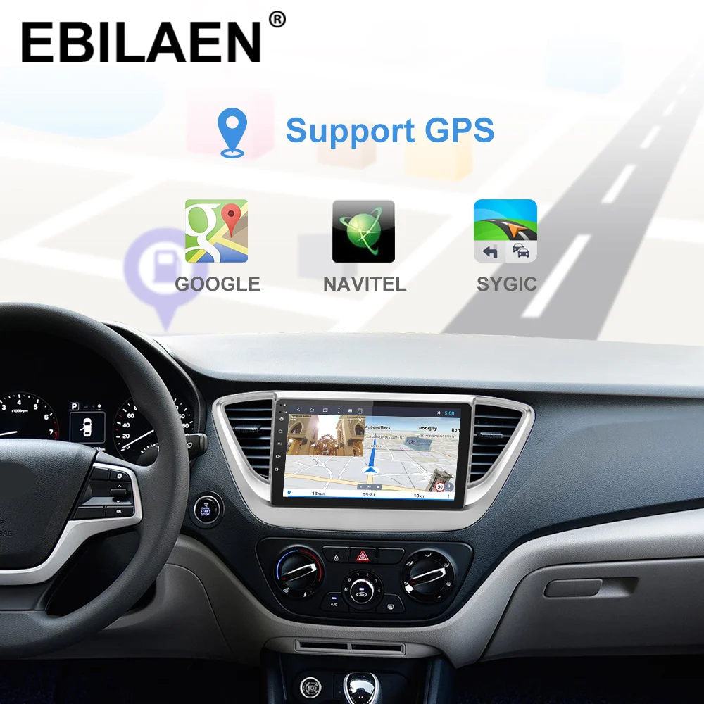 Perfect EBILAEN Car Radio Multimedia Player For Hyundai  Solaris Verna 2017 2018 2Din Android 9.0 Autoradio GPS Navigation Tape Recorder 3