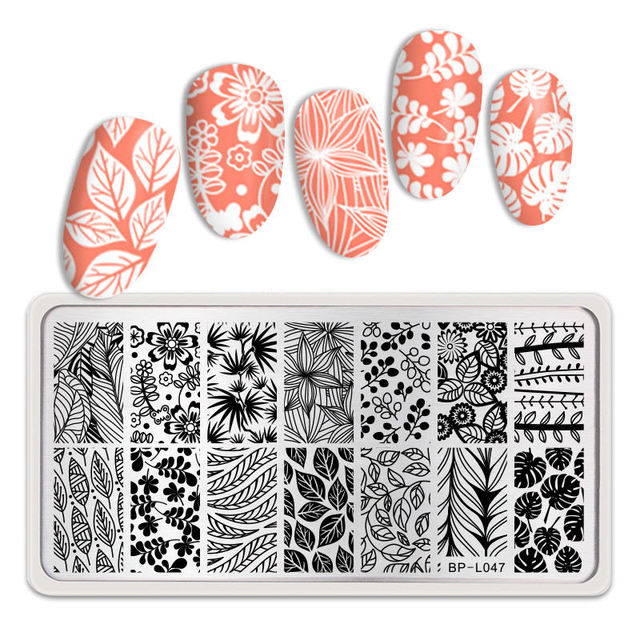 PRETTY Nature Leaves Plants Design Image Template Nail Stamping Plates Stainless Steel Nail Decoration Plate