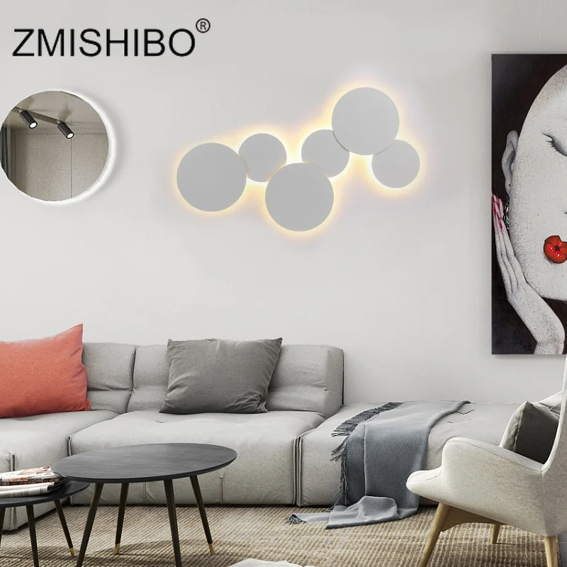 ZMISHIBO Креативный светодиодный круглый настенный светильник с эффектом затмения 10 Вт 12 Вт 15 Вт 20 Вт современный Комбинируемый супер яркий настенный светильник