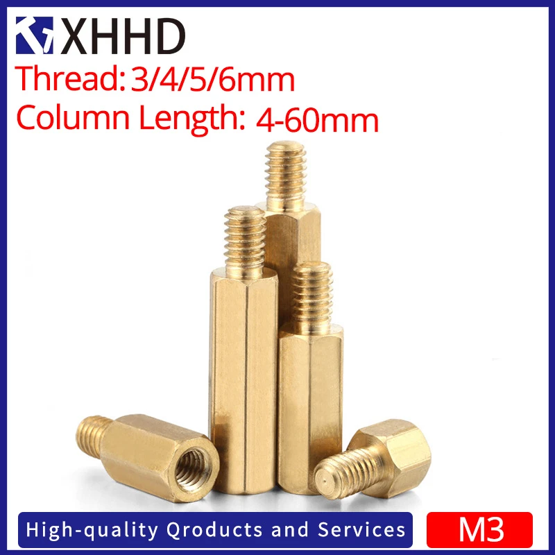 M3 3/4/5/6mm Single Head Hex Brass Standoff Threaded Pillar For PCB