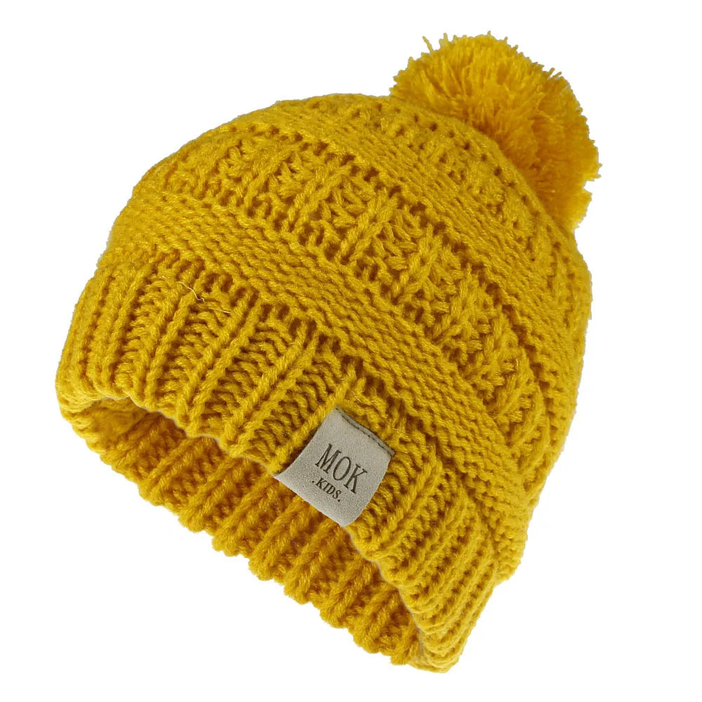 

Boys and girls winter warm woolen hats knit soft bone hats woolen ball beanie caps For 1-8 years old