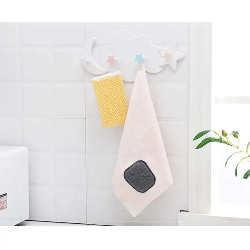 

Creative Star Moon Cloud Shape Hooks Wall Mounted Key Holder Nail Free 4 Hooks For Foyer Bathroom Kitchen