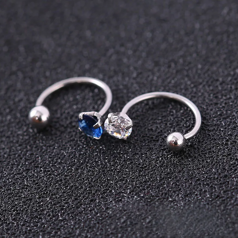 l Zircon Ear Nail C Type Ear Bone European American Simple Stainless Stee Nail Titanium Steel Nose Human Body Piercing Earrings