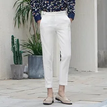 Уличная Мужская брюки весна британский стиль белый костюм брюки мужские Pantalon Hombre Nine брюки деловой строгий костюм мужские штаны