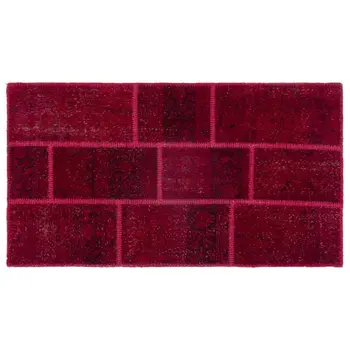 

Handmade Red Vintage Overdyed Patchwork Area Rug 080x150 Cm-2'7''X4'11''