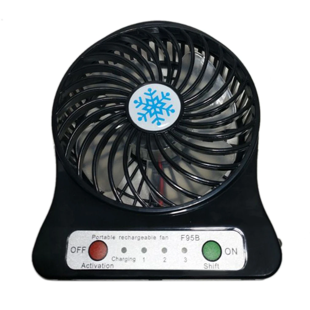 Портативный мини-usb Вентилятор cooler Перезаряжаемые 4-дюймовый 3 Скорость портативный usb-вентилятор с 18650 литий-ионный аккумулятор Батарея - Цвет: black