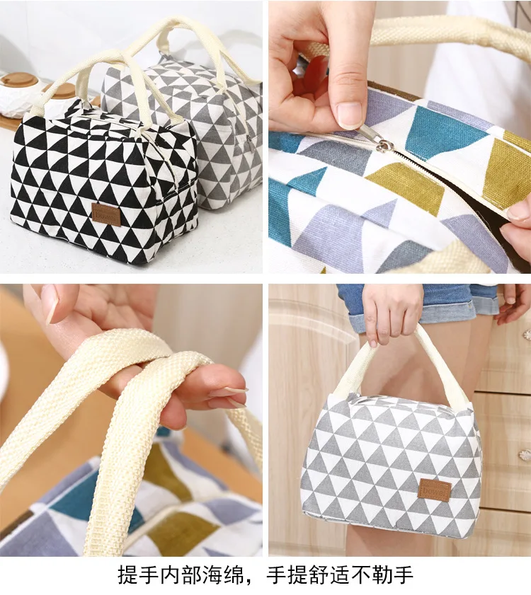 New Hot Sale Thermal Insulated Canvas Box Tote Bag Thermal Cooler Food Lunch Canvas Tin Foil Bags For Women Kids Men Camping