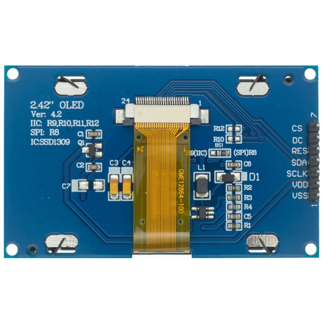 2,42-дюймовый 2,4-дюймовый модуль OLED-дисплея 128x64 ЖК-модуль HD-экрана SSD1309 7-контактный последовательный интерфейс SPI/IIC I2C для Arduino UNO R3 2