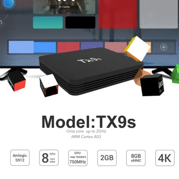 

TX9S Smart TV Box Android 9.0 Amlogic S912 2GB/8GB 2.4G WiFi 1000M LAN 4K HD Media Player with Remote Control for Android TV