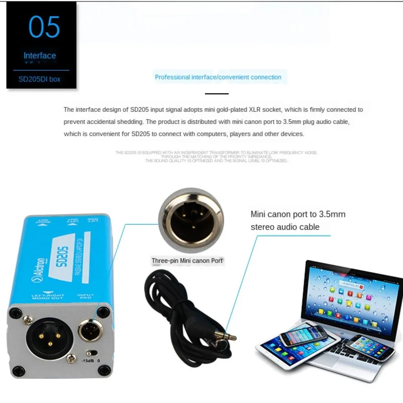 SD205 Passive Alctron Direct Box Stereo DI Box  3