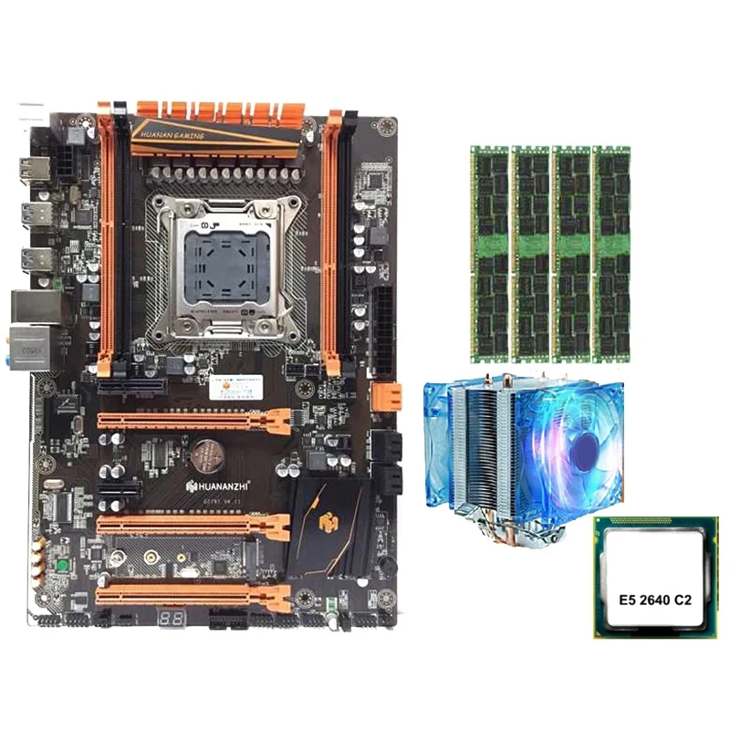 HUANANZHI Deluxe X79 LGA2011 материнская плата с M.2 слотом CPU Xeon E5 2640 C2 кулером RAM 16G(4x4G)