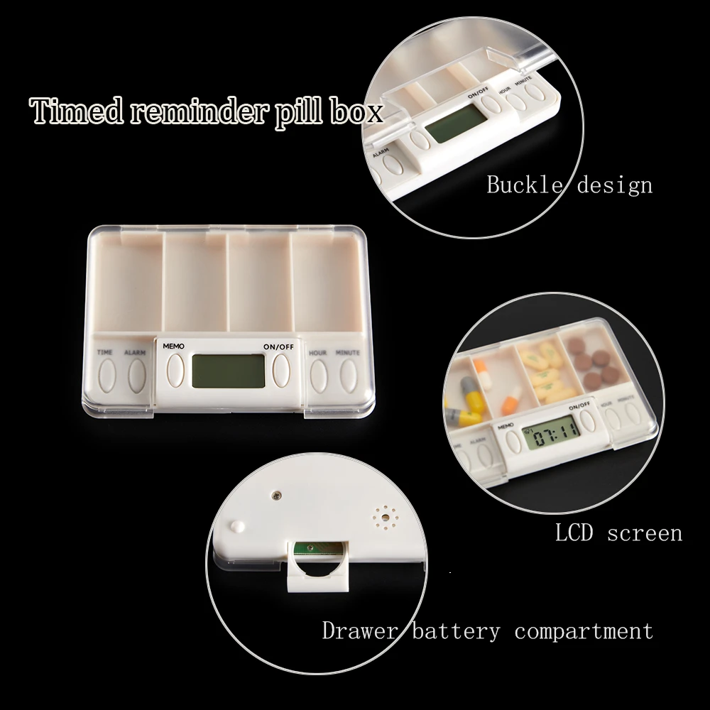 Scatola Portapillole 4 Griglie Medicina Promemoria Elettronico Timer O – LA  MAISON SMARTECH